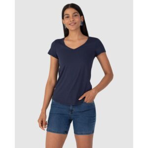 Blusa Feminina Decote V Viscose Stretch