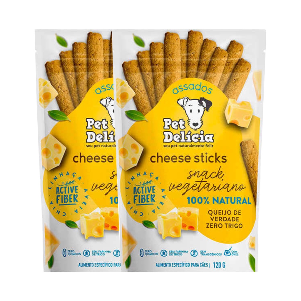 Petisco Del?cia Cheese Sticks C?es 120g Kit 2 1 KIT 2 Petisco Pet Delícia Cães Cheese Sticks 120g