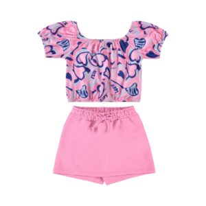 Conjunto Cropped e Short-Saia Infantil Guloseima