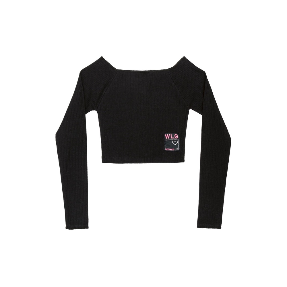 Blusa Cropped Juvenil Ribana Canelada - Ombro a Ombro 1 Blusa Cropped Juvenil em Ribana Canelada Gloss