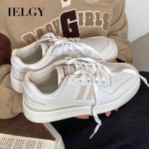 IELGY Sapatos Brancos Femininos , Solas Grossas , Primavera E Outono , Tênis Esportivos Versáteis Para Estudantes