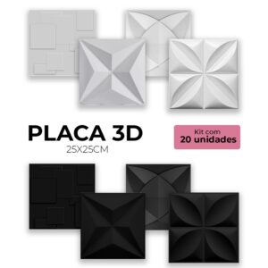 Placas de Parede 3D Auto Relevo PVC – 20 Unidades