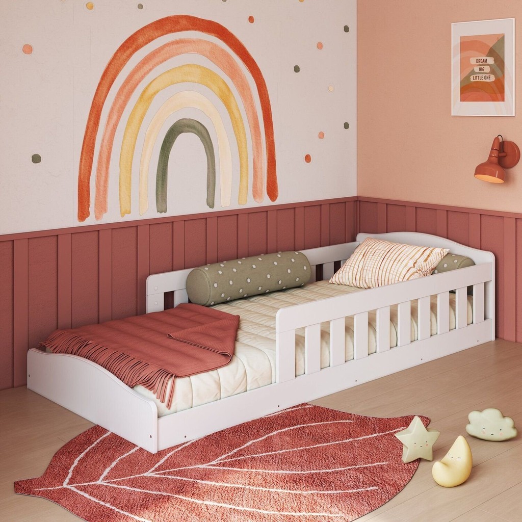 Cama de Ch?o Montessoriana Solteiro Branco 1 Cama de Chão Montessoriana de Solteiro Linha Encanto Branco