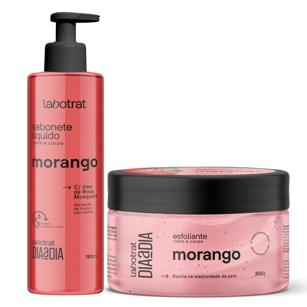 Kit Esfoliante Sabonete Morango Labotrat 1 Kit Esfoliante Sabonete Morango Rosto Corpo Hidrata Labotrat