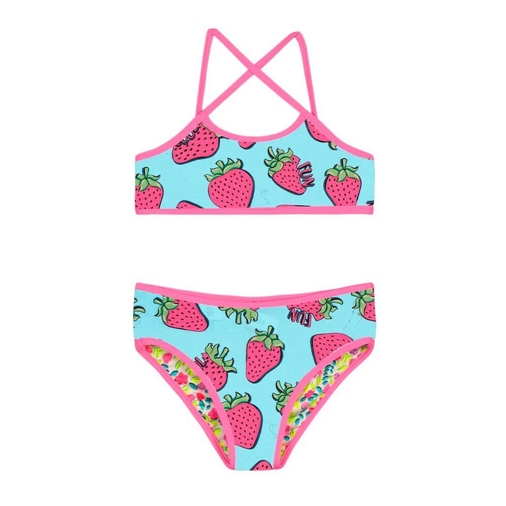 Biqu?ni Infantil UV Floral Morango Brandili 1 Biquíni Infantil UV Floral Morango Brandili