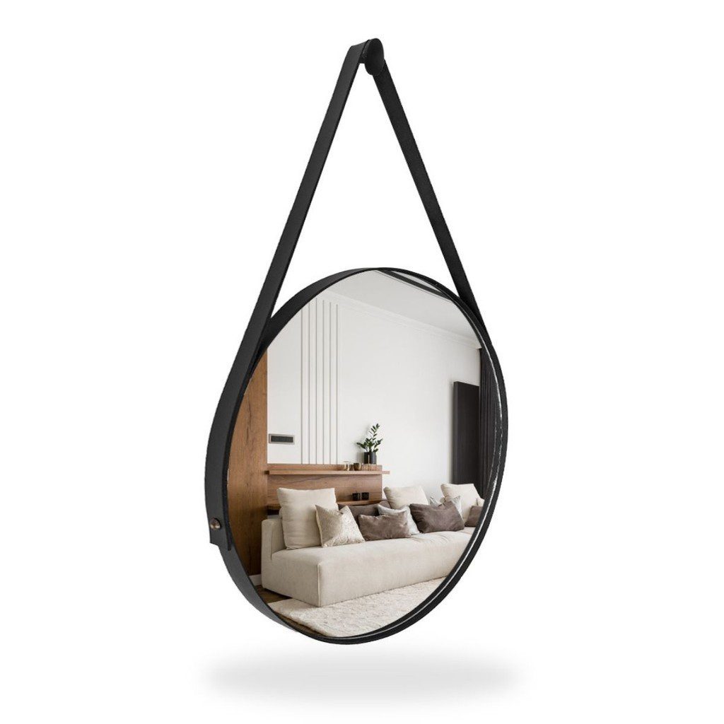 Espelho Adnet Redondo Decorativo 1 Espelho Redondo Decorativo Adnet Supenso de Parede 60cm 50cm 40cm 30cm Com Alça