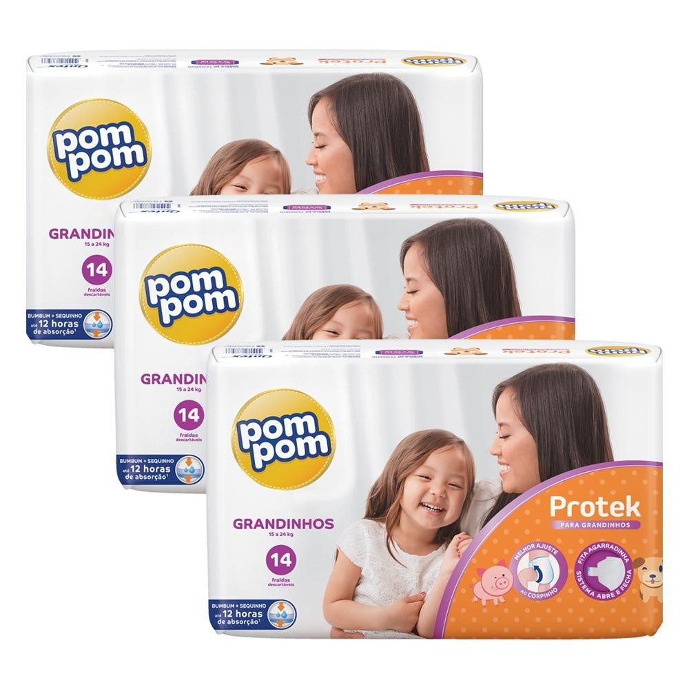 Fraldas Jumbo Pom Pom Protek 14un 1 Fraldas Jumbo Pom Pom Protek 14un