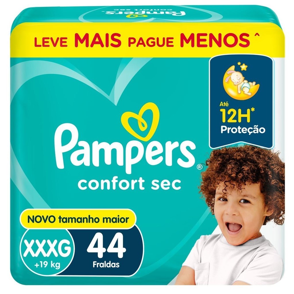 Fralda Pampers Confort Sec XXXG 44un 1 Fralda Pampers Confort Sec XXXG 44un