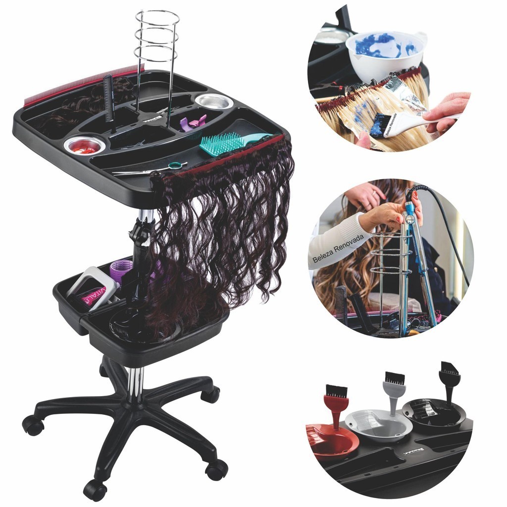 Carrinho Auxiliar Mega Hair Dompel - Profissional 1 Carrinho Auxiliar Mega Hair Dompel Cabelereiro Profissional