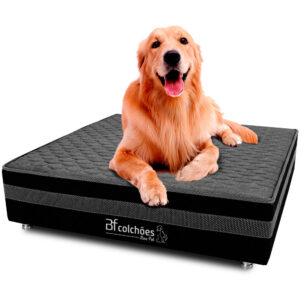 Cama Box Pet Bordado Matelassê Lençol Impermeável Para Cachorros e Gatos 100x100x24cm - Bf Colchões