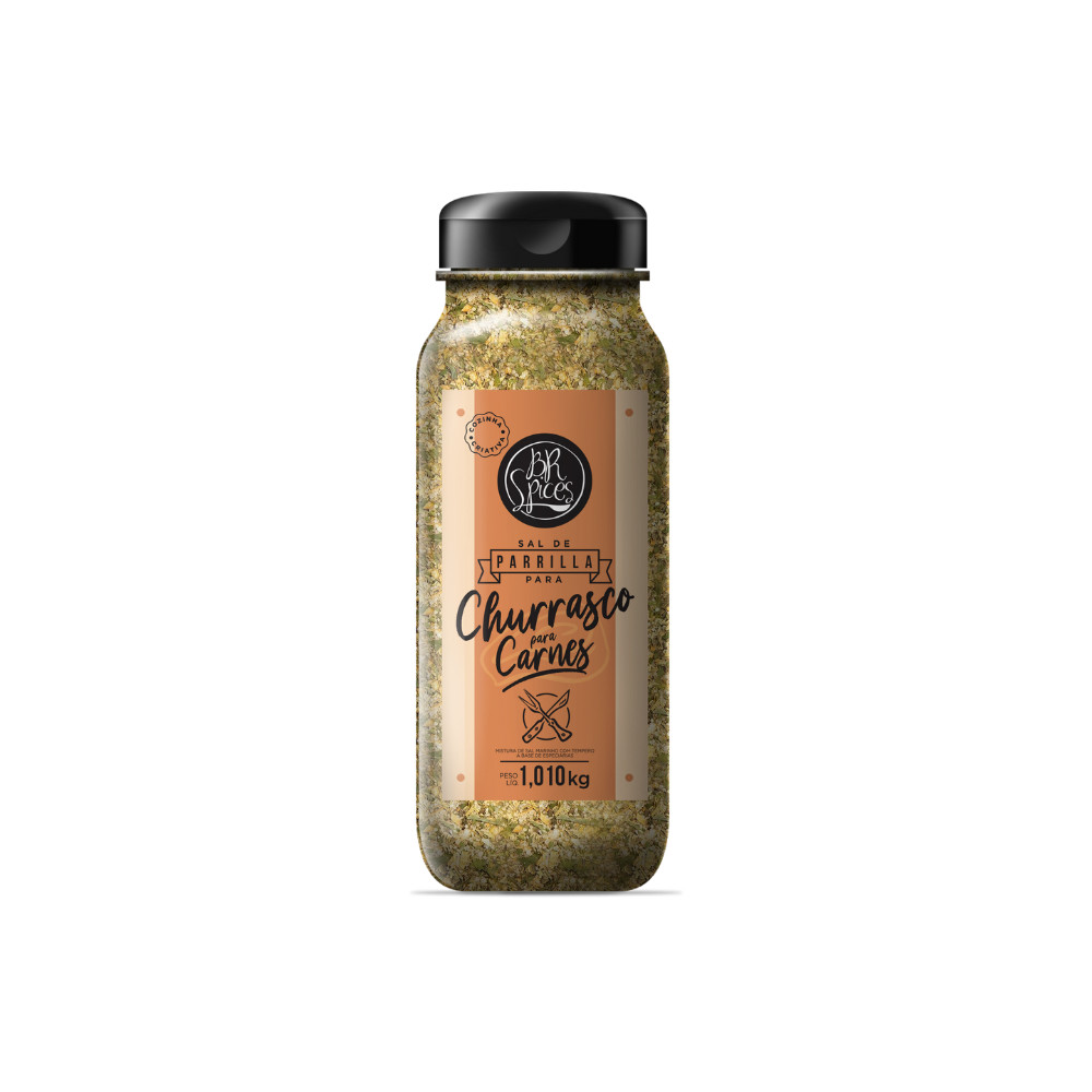 Sal de Parrilla BR Spices 1,010kg - Churrasco 1 Sal De Parrilla Para Carnes BR Spices Pote 1,010KG