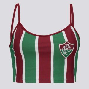 Cropped Fluminense Feminino Estampado Verde e Vinho