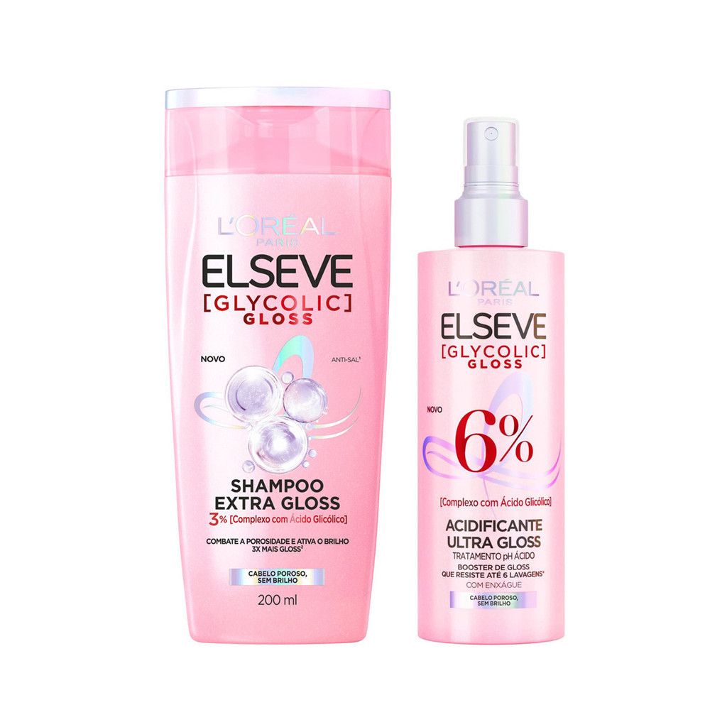 Kit Elseve Glycolic Gloss Shampoo + Acidificante 1 KIT ELSEVE GLYCOLIC GLOSS SHAMPOO + ACIDIFICANTE LORÉAL PARIS