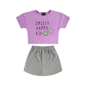 Conjunto Infantil com Blusa e Short-Saia Guloseima