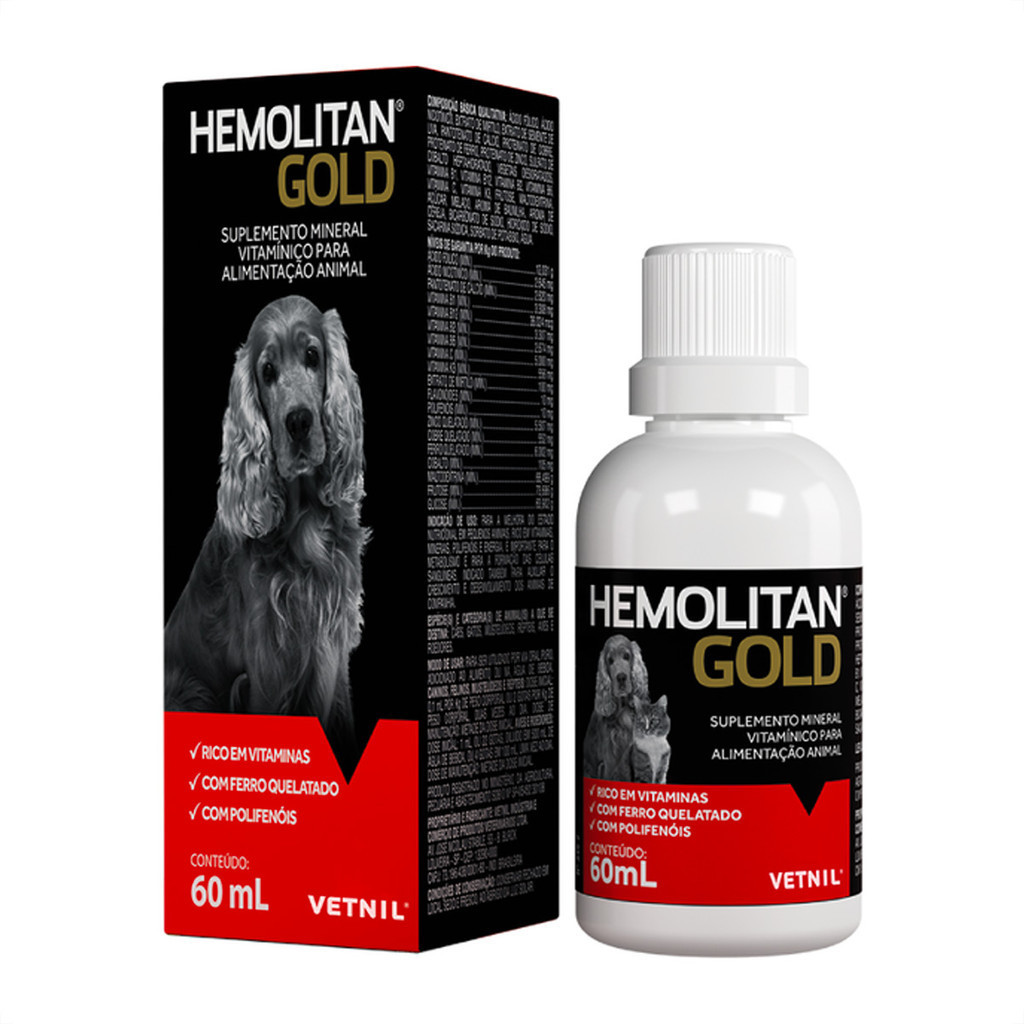 Hemolitan Vetnil Gold Gotas - Suplemento Pet 1 Hemolitan Vetnil Gold Gotas Suplemento - 60 mL