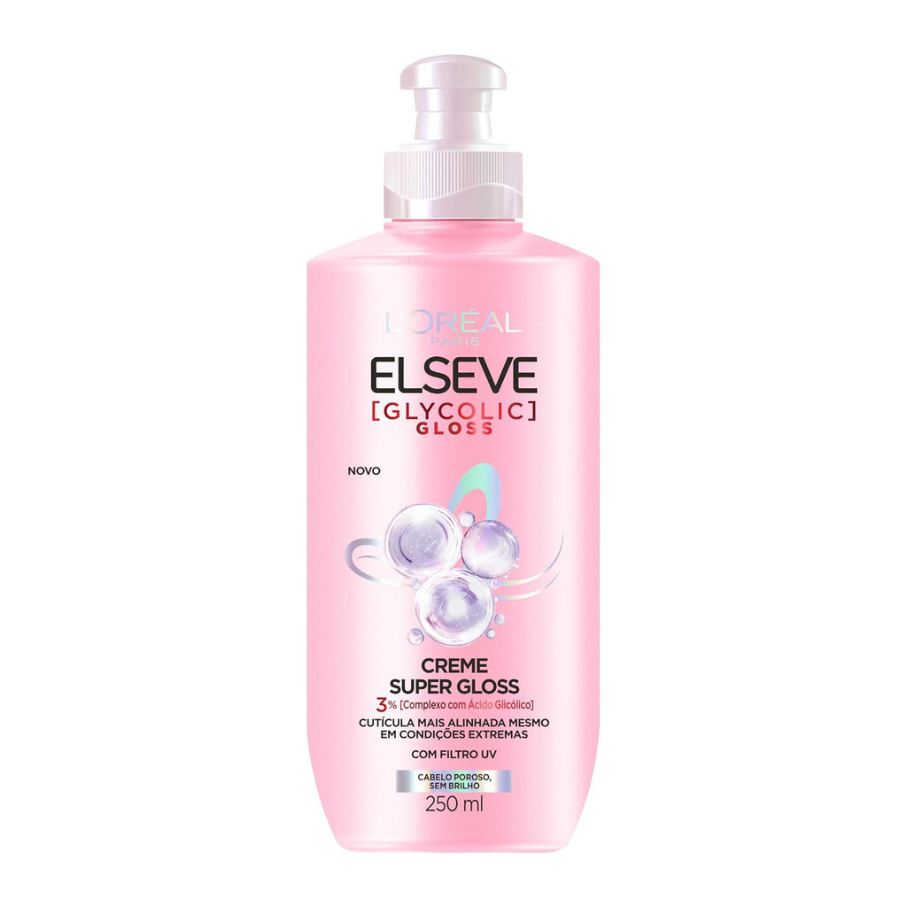 Elseve Glycolic Super Gloss - Brilho e Alinhamento 1 CREME PARA PENTEAR ELSEVE GLYCOLIC SUPER GLOSS 250ML