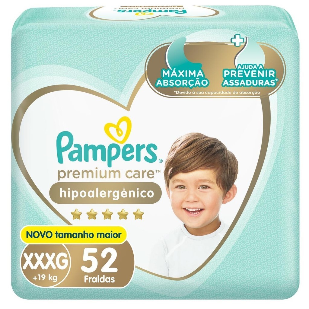 Fralda Pampers Premium Care XXXG 52un 1 Fralda Pampers Premium Care XXXG 52un