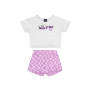Conjunto Infantil para Menina com Blusa e Short-Saia Guloseima