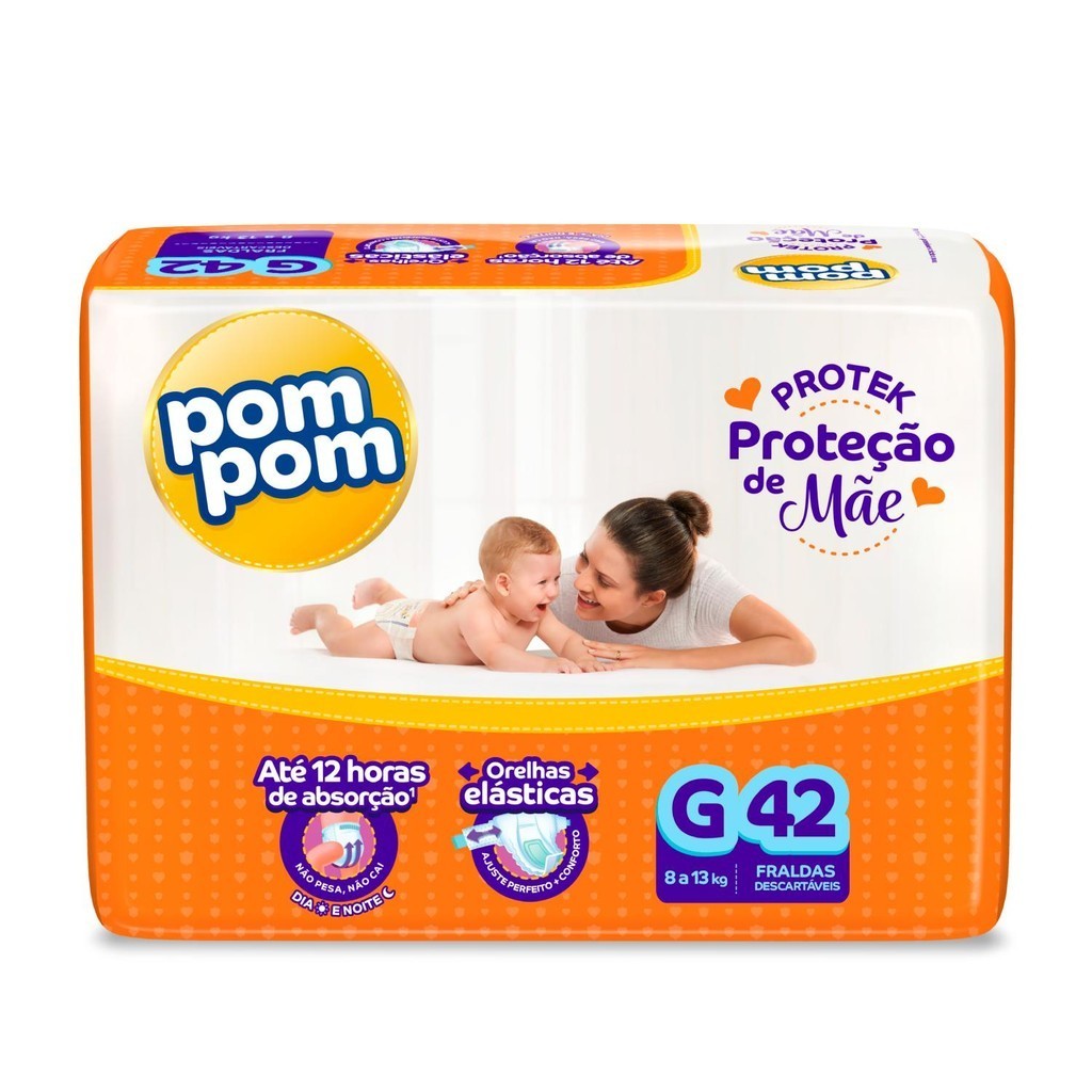 Fralda Pom Pom Derma Protek 42un 1 Fralda Pom Pom Derma Protek 42un