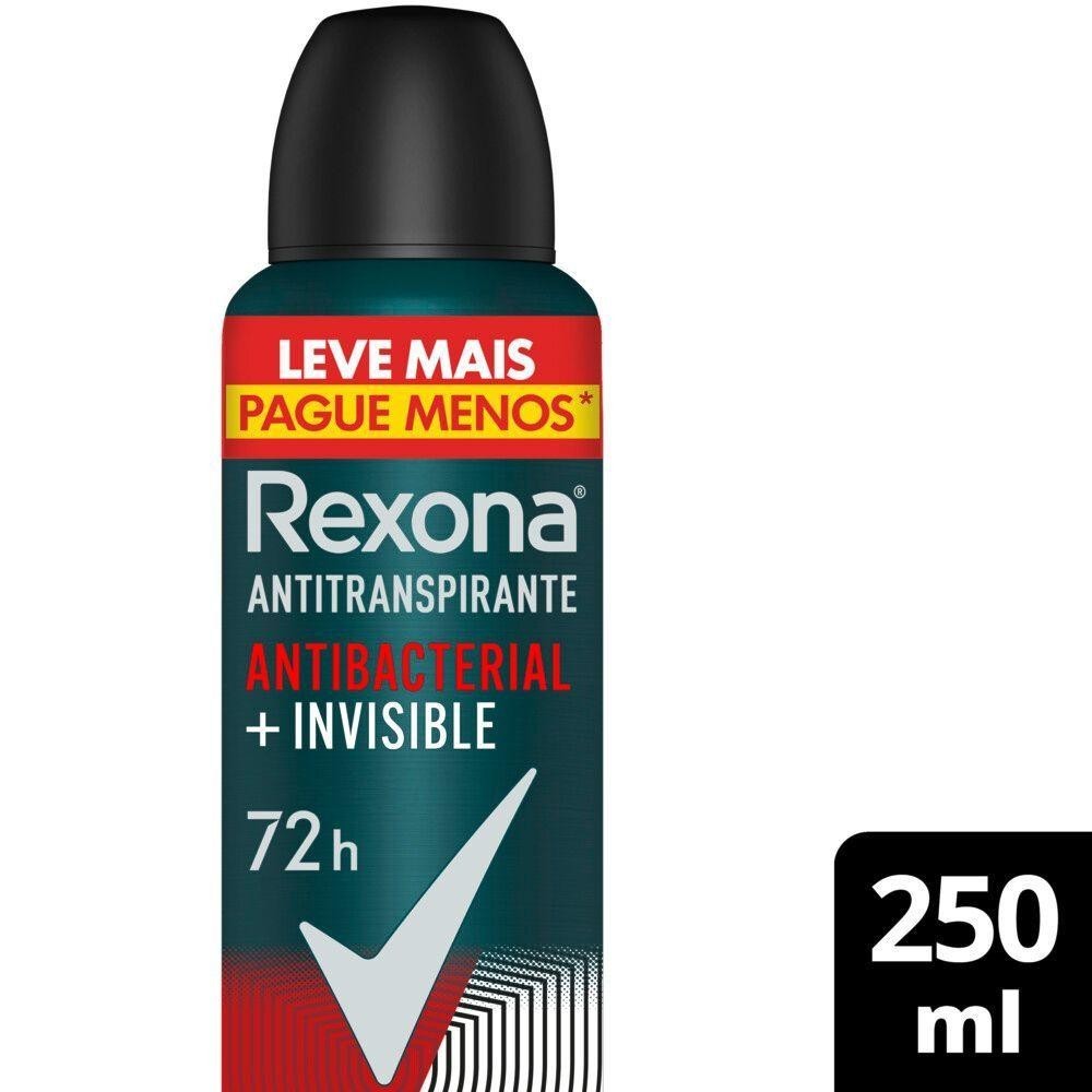 Desodorante Rexona Antibacterial 72h 1 Desodorante Antitranspirante Aerosol Rexona Men Antibacterial+Invisible 250ml