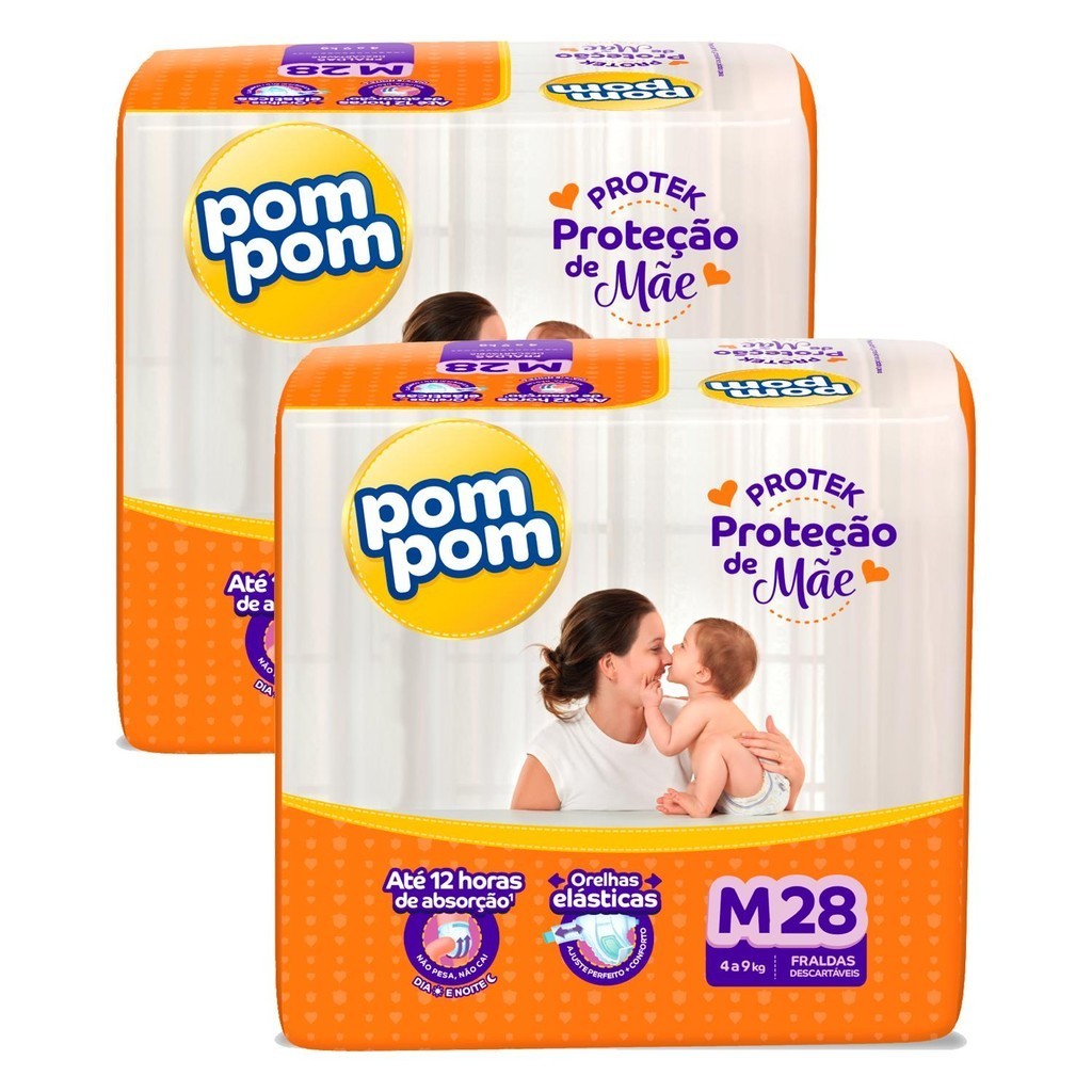 Fralda Pom Pom Protek Jumbo M 28un 1 Fralda Pom Pom Protek Jumbo M 28un