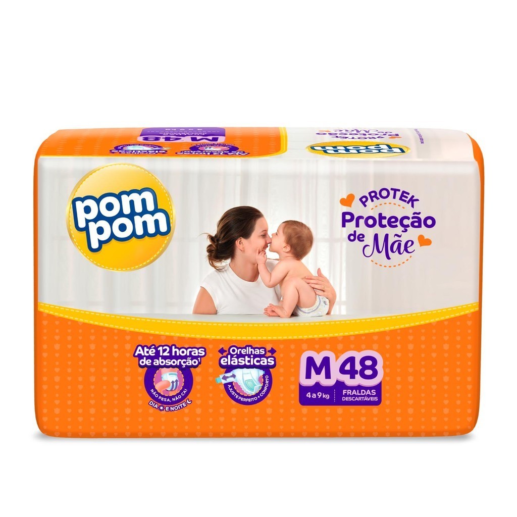 Fralda Pom Pom Derma Protek 48un 1 Fralda Pom Pom Derma Protek 48un