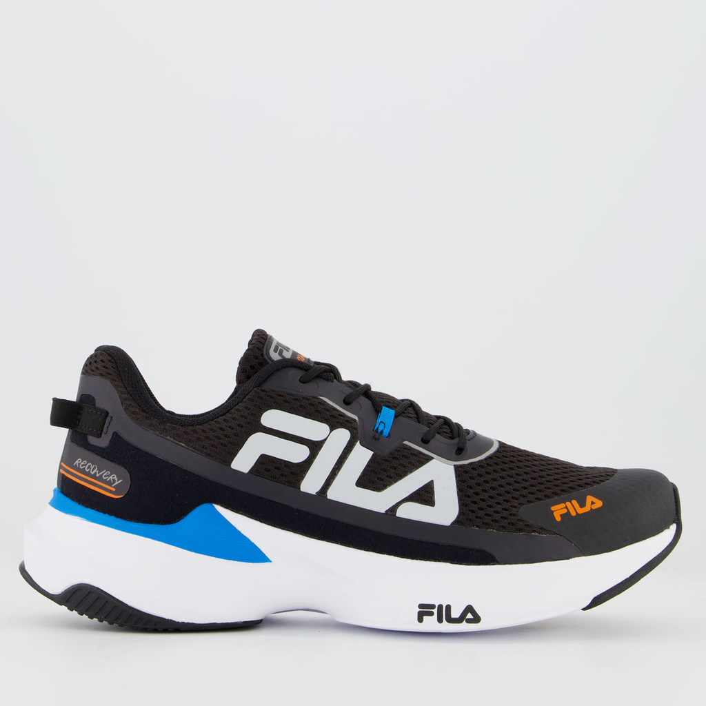 T?nis Fila Recovery Corrida Preto e Azul 1 Tênis Fila Recovery Corrida Preto e Azul