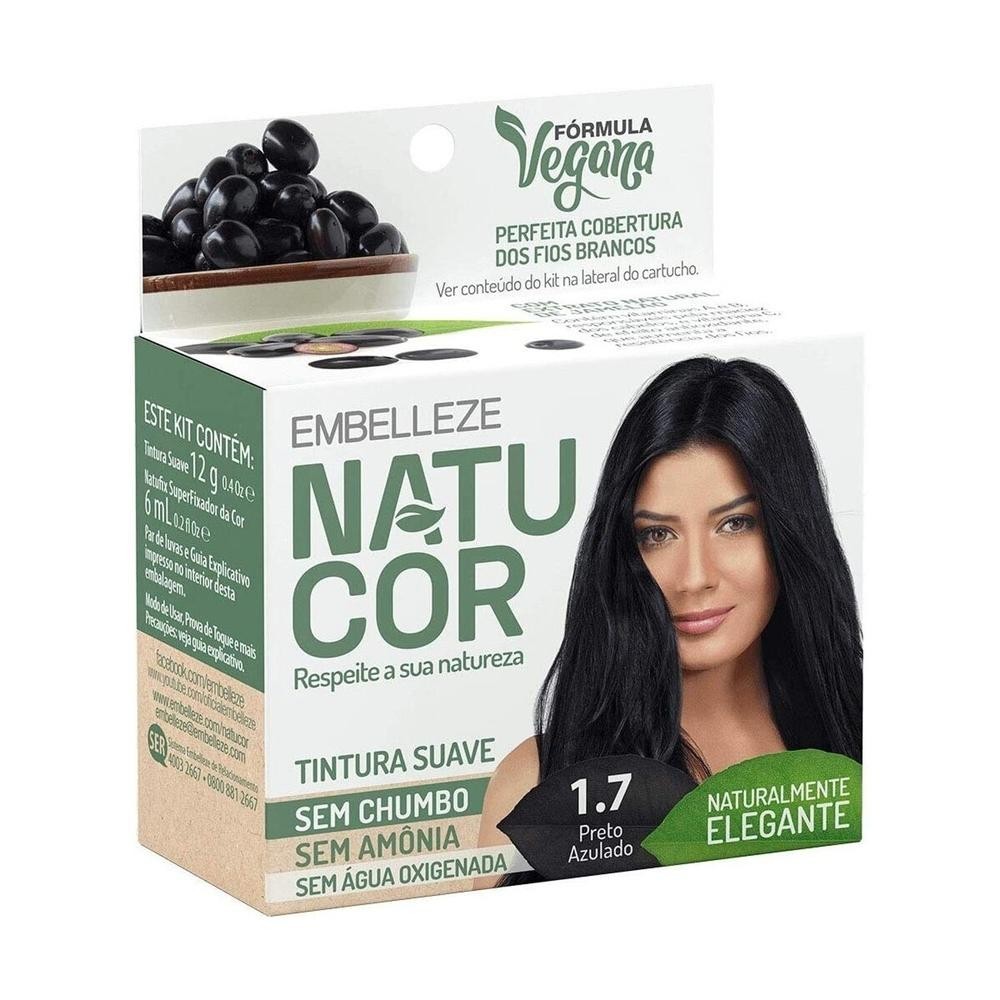 Tintura Suave Natucor Preto Azulado Kit 1 Tintura Suave Natucor 1.7 Preto Azulado Kit Economico