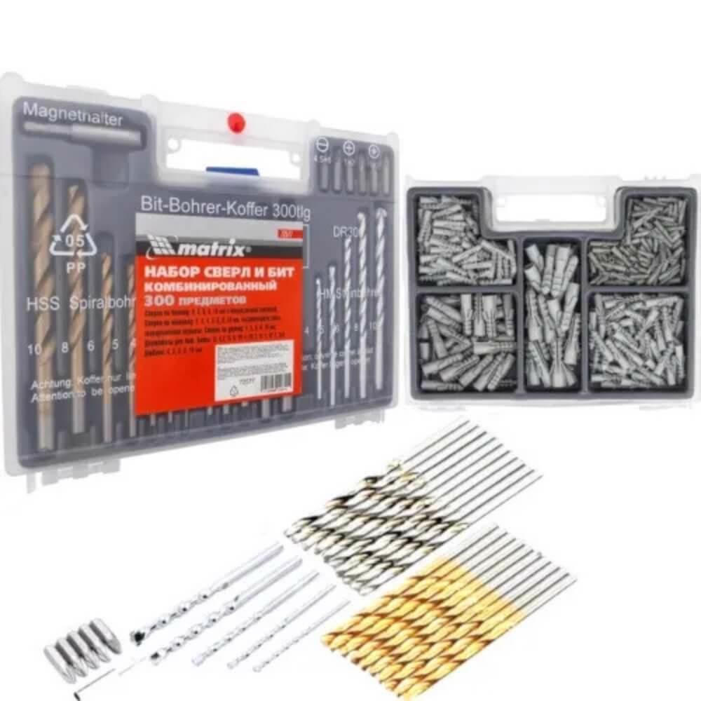 Jogo de Brocas Bits e Buchas MTX - 300 Pe?as - Perfura??o Profissional 1 Jogo de Brocas Bits e Buchas com 300 peças 725779 MTX