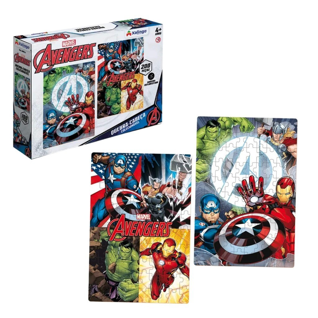 Quebra Cabe?a Avengers Xalingo 200 Pe?as 1 Brinquedo Infantil Quebra Cabeça 2 Cenas Avengers Vingadores 200 peças Xalingo - 68054