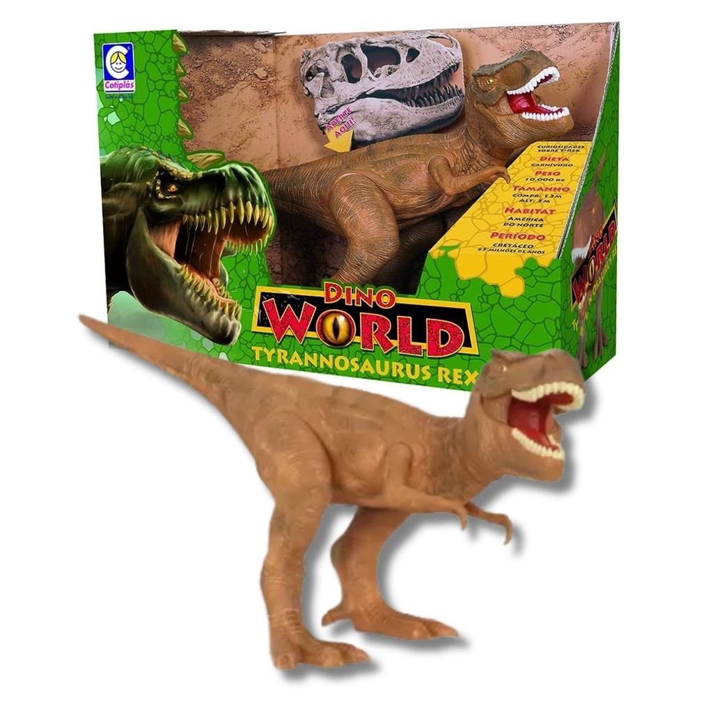 Boneco Dino Rex - Sons de Dinossauro Cotipl?s 1 Boneco Dino World Kids Tyranossaurus Rex Faz Sons de Dinossauro de Verdade para Crianças +3 Anos Cotiplás - 2088