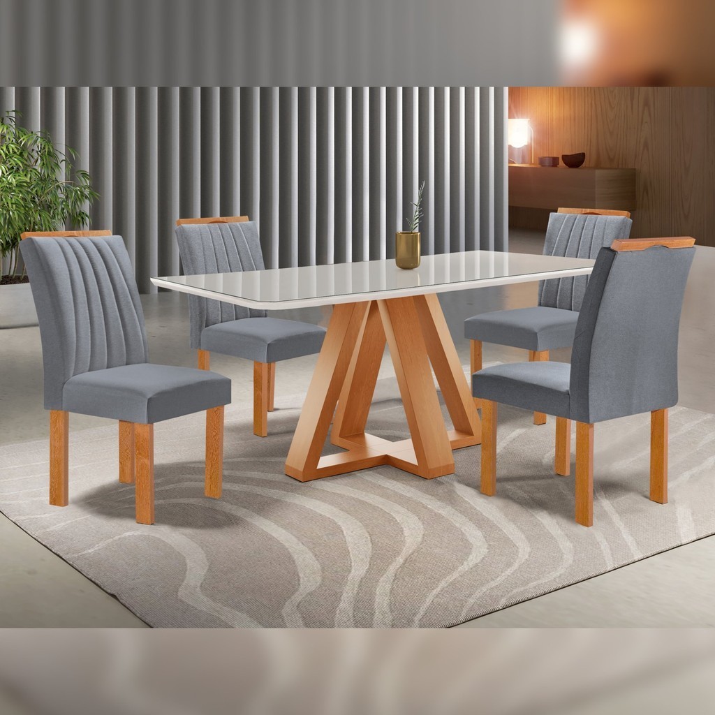 Conjunto Mesa Jantar 4 Cadeiras Kyra Cel M?veis 1 Conjunto Mesa Jantar 4 Cadeiras Kyra Cel Móveis