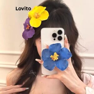 Lovito Casual Floral flores hibisco flor férias fada um senso de atmosfera grampos de cabelo para mulheres LFA71002