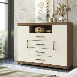 Cômoda Master Jatoba/Areia 2P 4 Gavetas