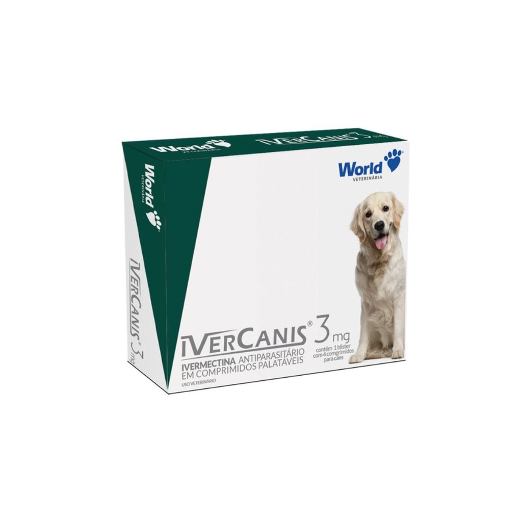 Ivermectina 3mg C?es - Antiparasit?rio 1 Ivernectina Ivercanis 3mg Cães 15kg 4 Comprimidos World