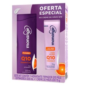 Kit Hidratante Corporal Monange Firmador Q10 Pele extrasseca 200ml + Creme de Mãos Monange Q10 Vitamina E 75g