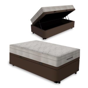 Cama Box Baú com Colchão de Molas Ensacadas Ortobom AirTech SpringPocket Solteiro 88