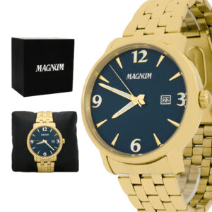 Relogio Magnum Original Masculino Aço Inoxidavel Dourado Resistente a Agua Original 2 Anos Garantia