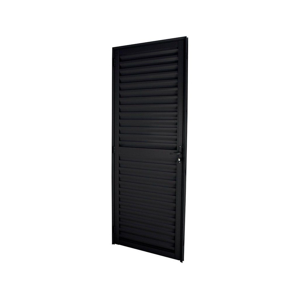Porta Veneziana Alum?nio 80x210cm Preto 1 Porta Veneziana Alumínio 80x210cm Preto