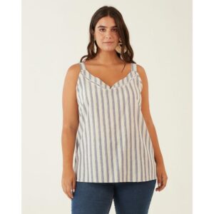 Blusa Viscose Listras Decote Redondo