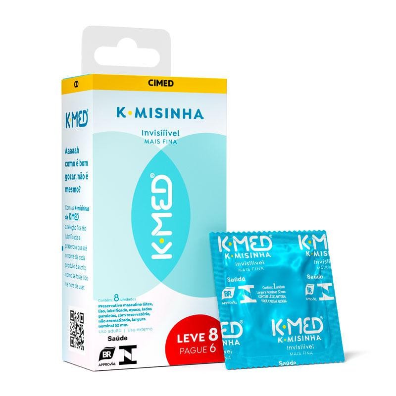 Preservativo K-Med K-Misinha Invis?vel 1 Preservativo Masculino Lubrificado K-Med K-Misinha Invisível Leve 8 Pague 6 Unidades