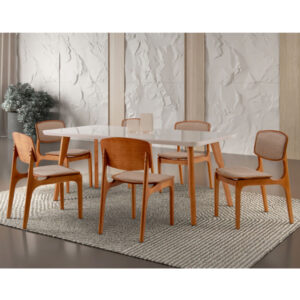 Conjunto Sala Jantar Malta Madeira Vidro