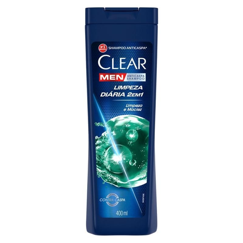 Shampoo Anticaspa Clear Men 400ml 1 Shampoo Anticaspa Clear Men Limpeza Diária 2 em 1 400ml
