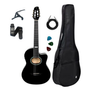 Violão Náilon Giannini GNF-3 Ceq BK + Acessórios