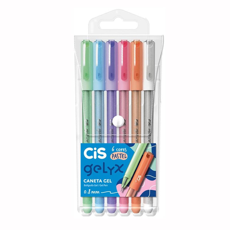 Caneta Gel Gelyx 6 Cores Pastel 0.8mm 1 Caneta gel 0.8mm Gelyx com 6 cores pastel Cis