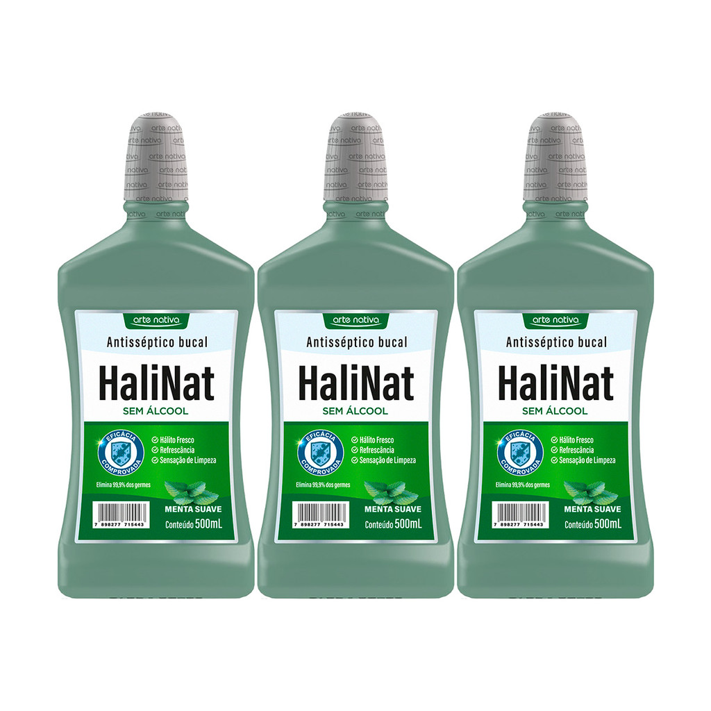 Kit 3 Halinat Antiss?ptico Bucal Menta Suave 1 Kit 3 und Halinat Antisseptico Bucal Menta Suave 500 ml