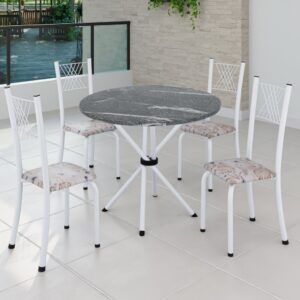 Conjunto Jantar Mesa Granito Topázio 4 Cadeiras