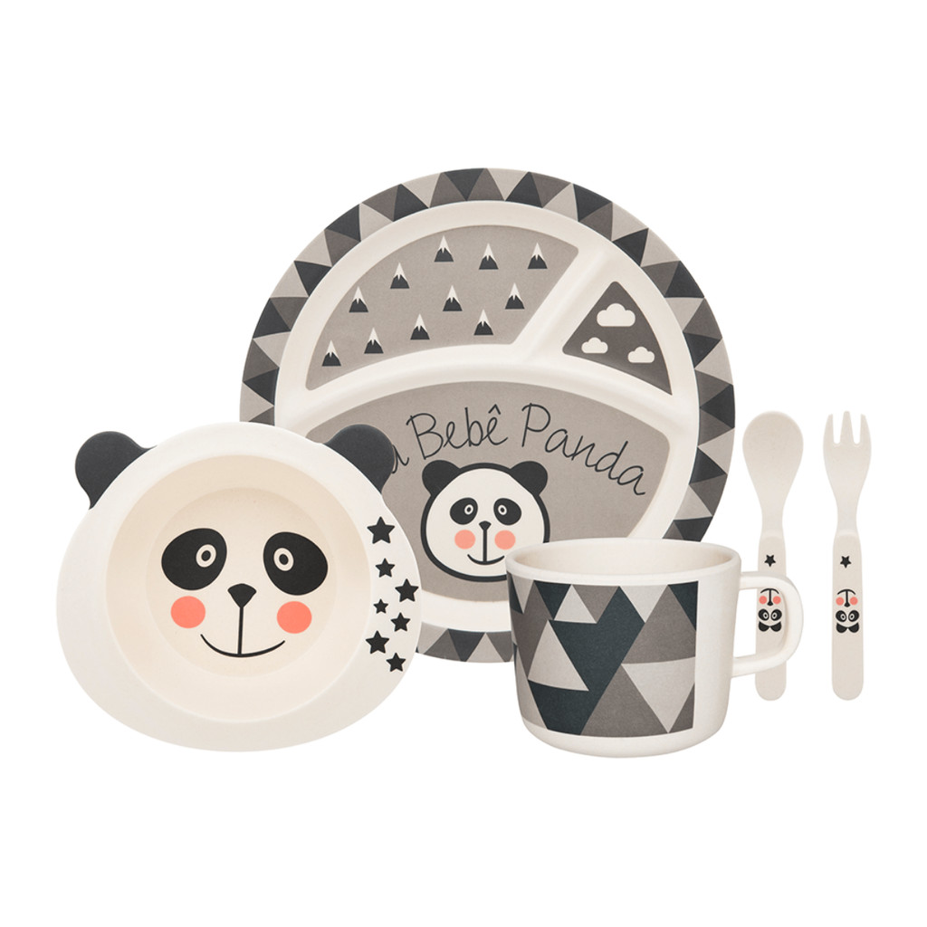 Conjunto Refei??o Infantil Bambu 5 Pe?as 1 Kit Conjunto Alimentação Bebê 5pcs Prato Infantil Introdução Alimentar