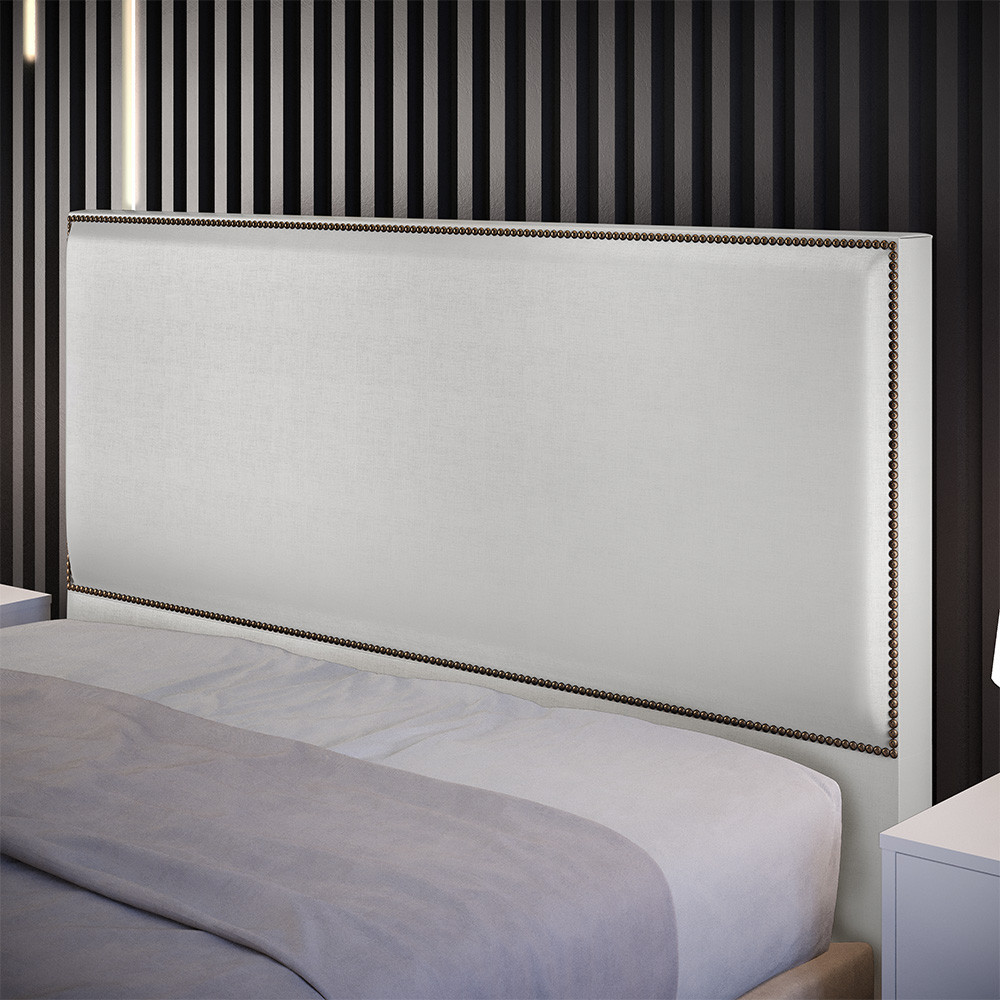 Cabeceira Box Queen Vicenza 160cm Cinza 1 Cabeceira Box Queen Com Tachas 160 cm Vicenza L02 Facto Cinza Metalizado - Lyam Decor