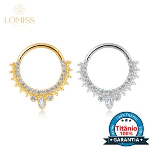 Piercing Helix Septril Rook Argola Titânio Segmento Articulado Indiano Com Zircônia Cravejada
